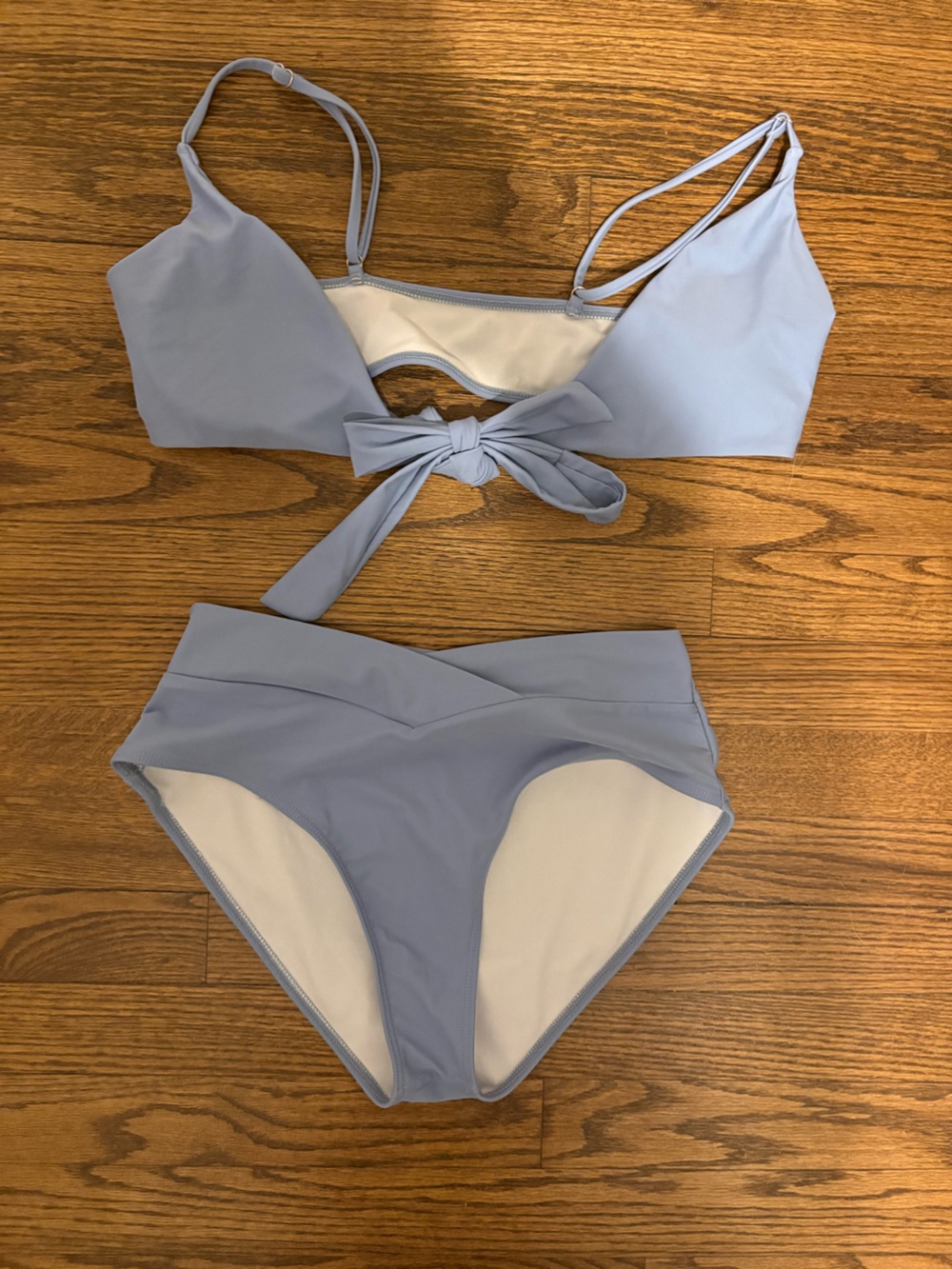 Light Blue Tie-Front Bikini Set